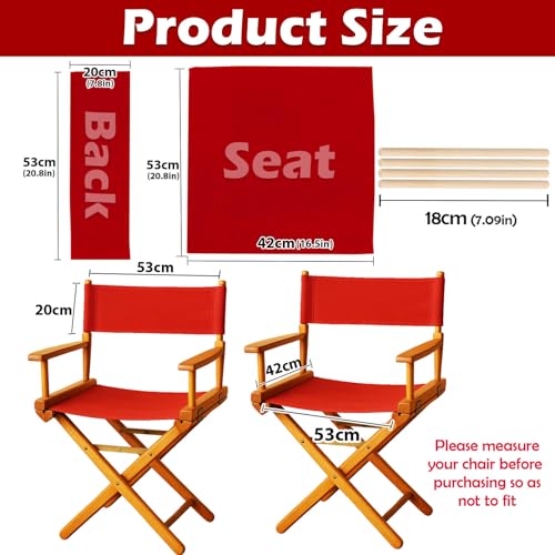 Director's Chair Replacement Canvas Set - Red Cotton Seat & Back Cover