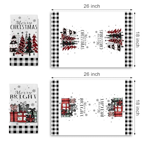 Christmas Tree Kitchen Dish Towels Set of 2 - Festive Farmhouse Decor