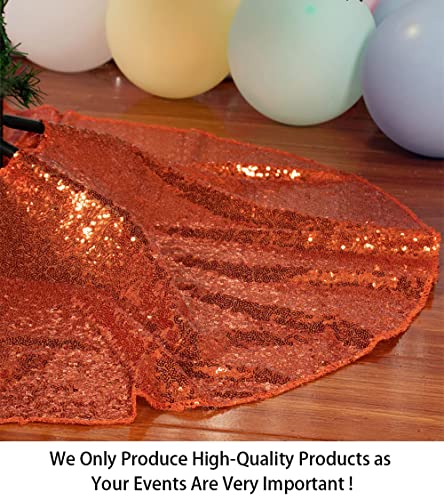 ShinyBeauty 48-Inch Orange Embroidered Sequin Christmas Tree Skirt (Sequin Fabric, One-Piece, Hook & Loop) - for 6-8 ft Trees