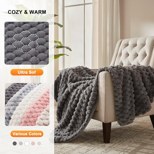 Heated Throw Blanket - Fast Heating 3D Jacquard, Machine Washable, 50x60