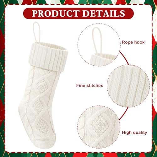 18-Inch Cable Knit Christmas Stockings - Classic Holiday Decor for Mantel