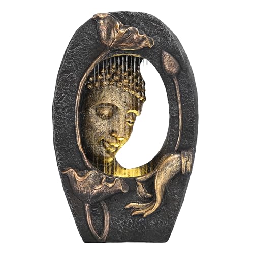Buddha Water Fountain with LED Light & Pump - Indoor Outdoor Zen Decor