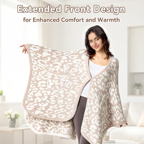 Wearable Blanket Poncho with Pockets, Ultra Soft Plush Reversible Wrap