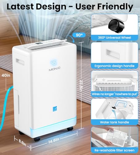 Large Capacity Dehumidifier for Basement and Home with Drain Hose