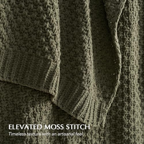 EverGrace Chunky Chenille Knit Throw Blanket - 50x60 Moss Stitch