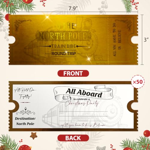 Kuabiz 50 Sets Christmas Believe Bells with Red Velvet Bags & Gift Boxes - Santa Sleigh Ringtone Ornaments