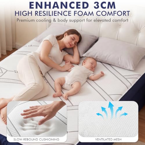 Queen Size Air Mattress with Built-in Pump & Foam Topper