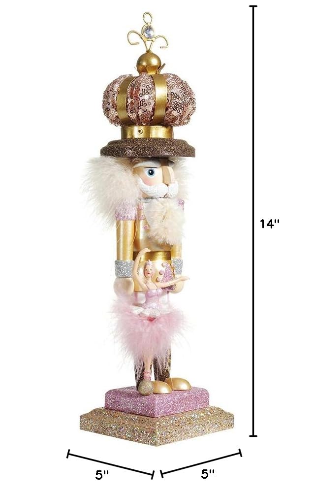 14-Inch Wooden Ballet and Crown Nutcracker Tabletop Holiday Decor