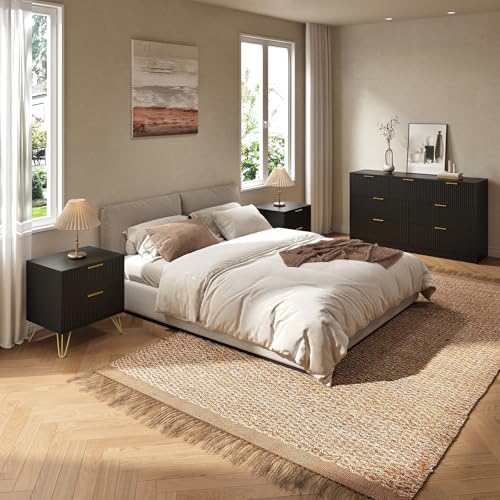 3-Piece Bedroom Furniture Set: 7-Drawer Dresser and 2 Nightstands