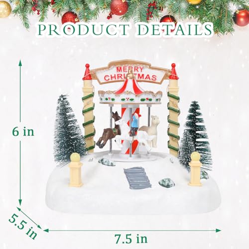 Lighted Musical Christmas Carousel Tabletop Decoration - Battery Powered