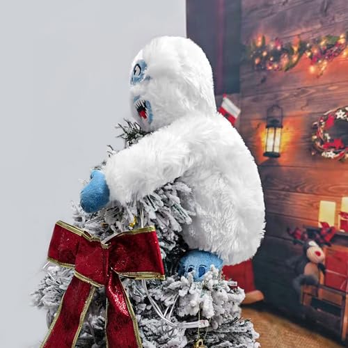 TRURENDI 23cm White Christmas Tree Topper Snowman Plush Holiday Decoration