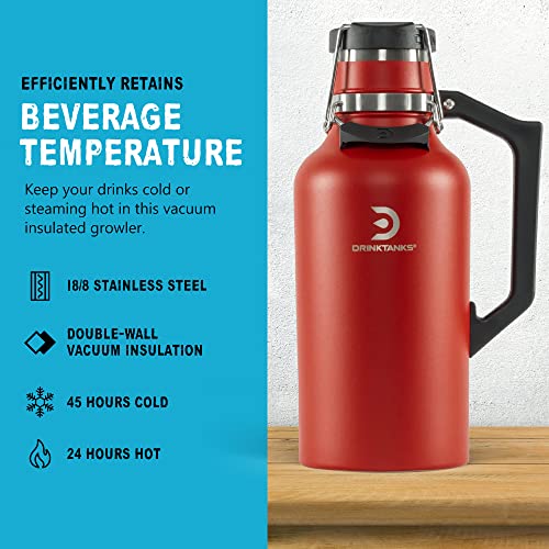 64 oz Vacuum Insulated Stainless Steel Growler - Leakproof Beer Bottle