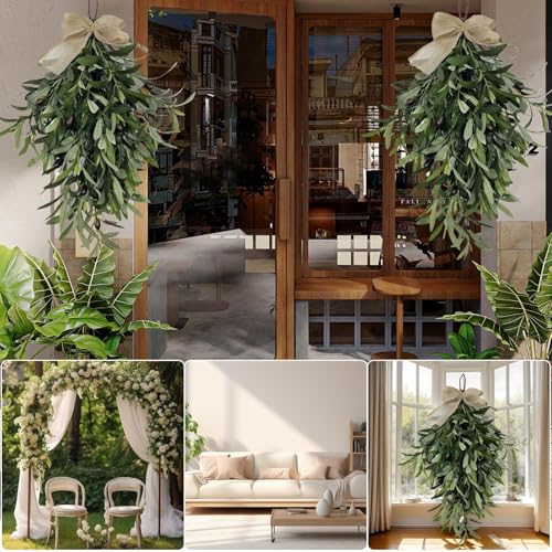 Artificial Olive Teardrop Swag 24-Inch Wall-Mounted Garland Decor