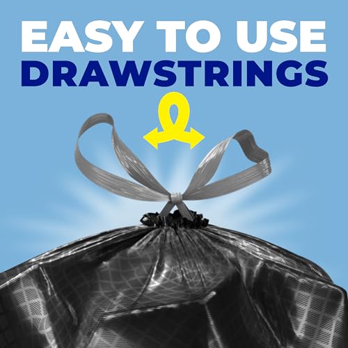 13 Gallon Black Kitchen Trash Bags with Drawstring, Odor Control - 80 Count
