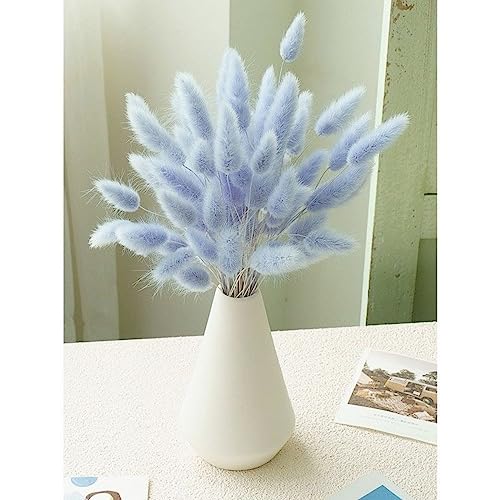 120 Pcs Blue Dried Pampas Grass & Bunny Tails Decor - 17" Boho Dried Flowers