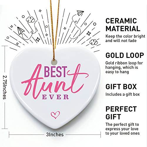 Best Aunt Ever Heart Keepsake Ornament - Personal Gift for Aunt, Birthdays & Holidays