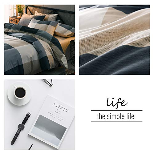 Geometric Checkered Plaid Comforter Set - Soft All-Season Full Bedding