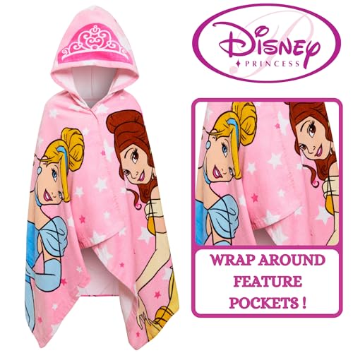 Disney Kids Pink Princess Hooded Towel - Bath & Beach Poncho for Girls