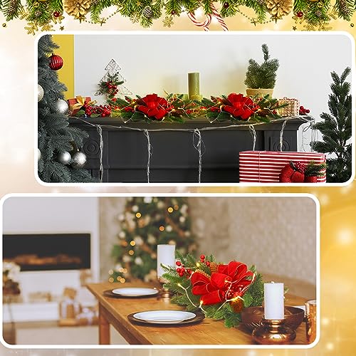 3-Pack 24-Inch Prelit Christmas Teardrop Swags with LED Lights and Ornaments