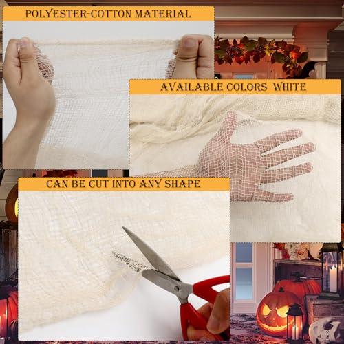 320 x 80 Inch Halloween Creepy Cloth - Spooky Gauze Fabric Decor, Beige