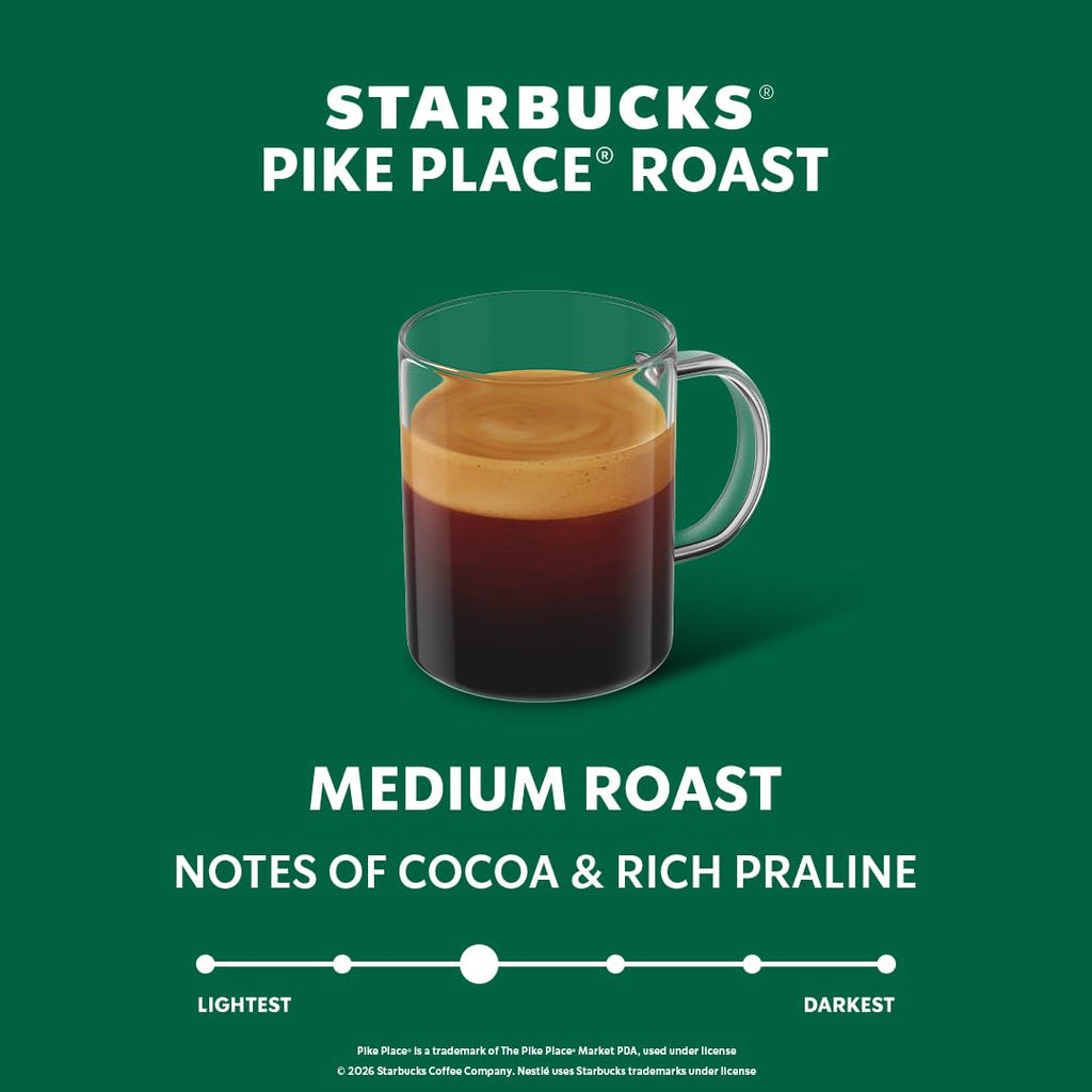 Starbucks by Nespresso Vertuo Coffee Pods - Pike Place Medium Roast, 30-Count, Brews 7.8 oz.