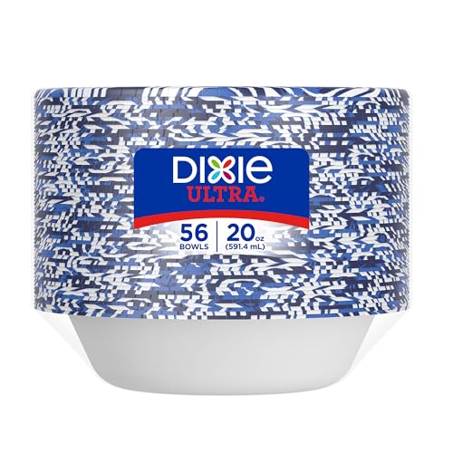 Dixie Ultra Large Paper Bowls, 20 Oz, 56 Count, Soak Proof, Microwave Safe