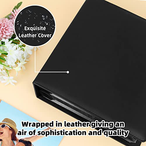 8x10 Photo Album, 168-Capacity Leather Memory Book with Clear Pockets