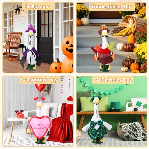 Holiday Goose Costume Set for Outdoor Decor - 10 Seasonal Outfits for 23-inch Lawn Geese