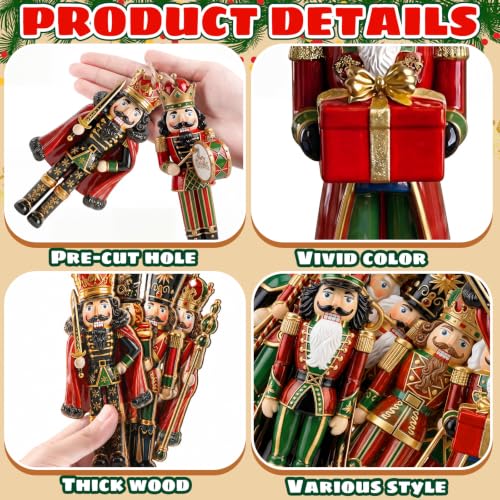 Suzile 24 Pcs Christmas Nutcracker Ornaments Set Classic Red and Gold Soldiers