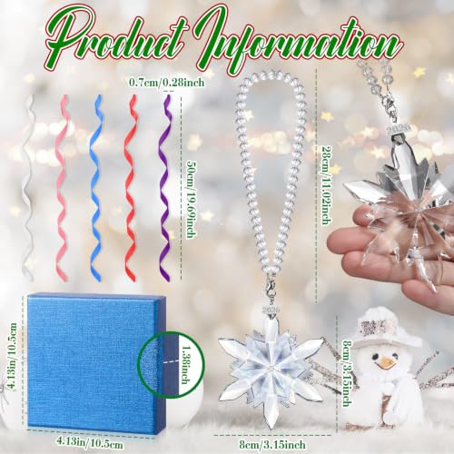 Roowest 10 Sets Christmas Crystal Snowflake Ornaments – Chic Style, 3.15in Glass Flair