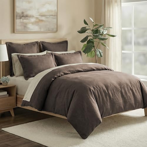 King Duvet Cover - 100% French Flax Linen - Cocoa - 106x94in.