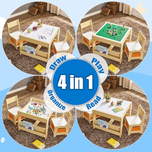 3-in-1 Kids Activity Table and Chair Set with Storage for Toddlers