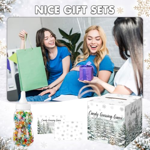 Glenmal Baby Shower Game Kit with Large Bottle & Card Box - It's Cold Outside Theme