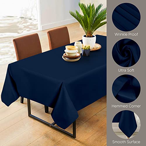 Utopia Kitchen Rectangle Table Cloth 2 Pack(60x102 Inches, Navy Blue), Tablecloth Machine Washable, Polyester Table Cover for Dining, Buffet Parties, Picnics, Events, Weddings and Restaurants