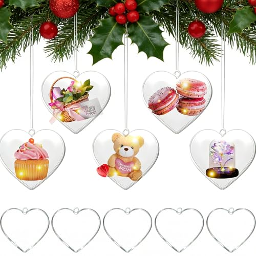 Barelove Heart Fillable Transparent Ornament Ball - 80mm DIY Holiday Decor