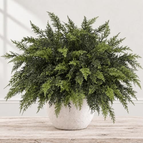 Artificial 18-Inch Cedar Branches for Christmas Decor - 12 Pack