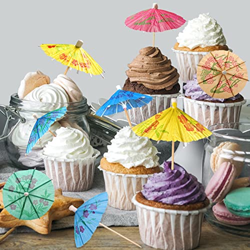 BLUE TOP 144 Pack 4-Inch Colorful Cocktail Umbrella Picks for Drinks & Food