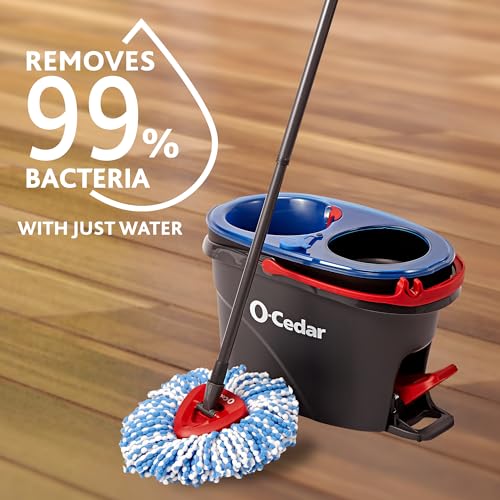 Dual Chamber Spin Mop and Bucket System with 2 Extra Refill Heads