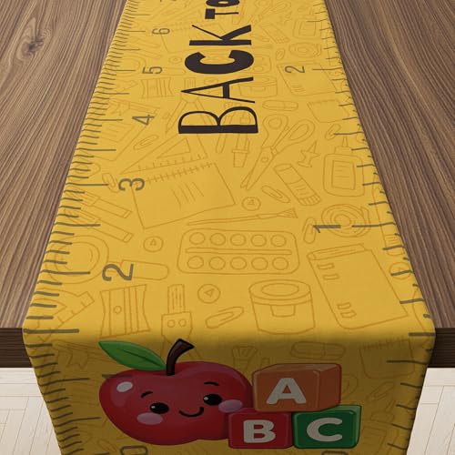 Back to School Table Runner, 13.8 x 73 Inch Polyester Classroom Party Decor