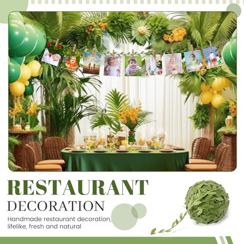 50 Mini Wooden Clothespins and 33ft Leaf Vine Ribbon for Photo Display