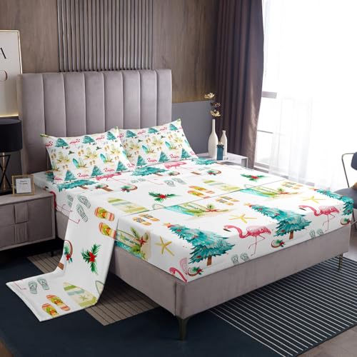 Castle Fairy Queen Size Fitted Sheet Set Pink Green 60x80 Inch Microfiber Bedding