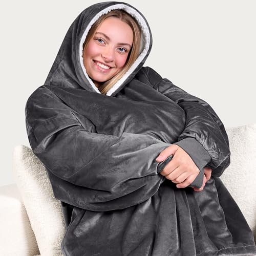 Oversized Wearable Blanket Hoodie - Soft Plush Sherpa Loungewear