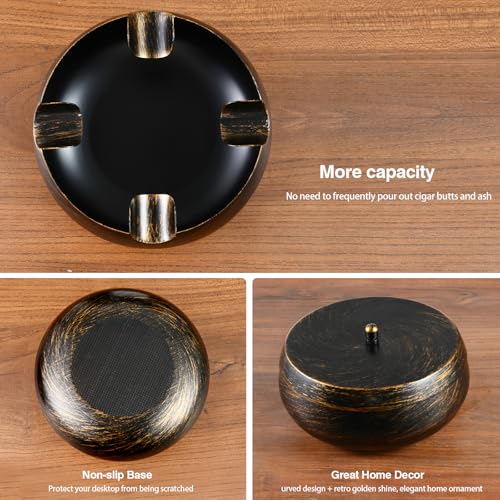 Extra Large Cigar Ashtray with Lid - Windproof Retro Patio Decor
