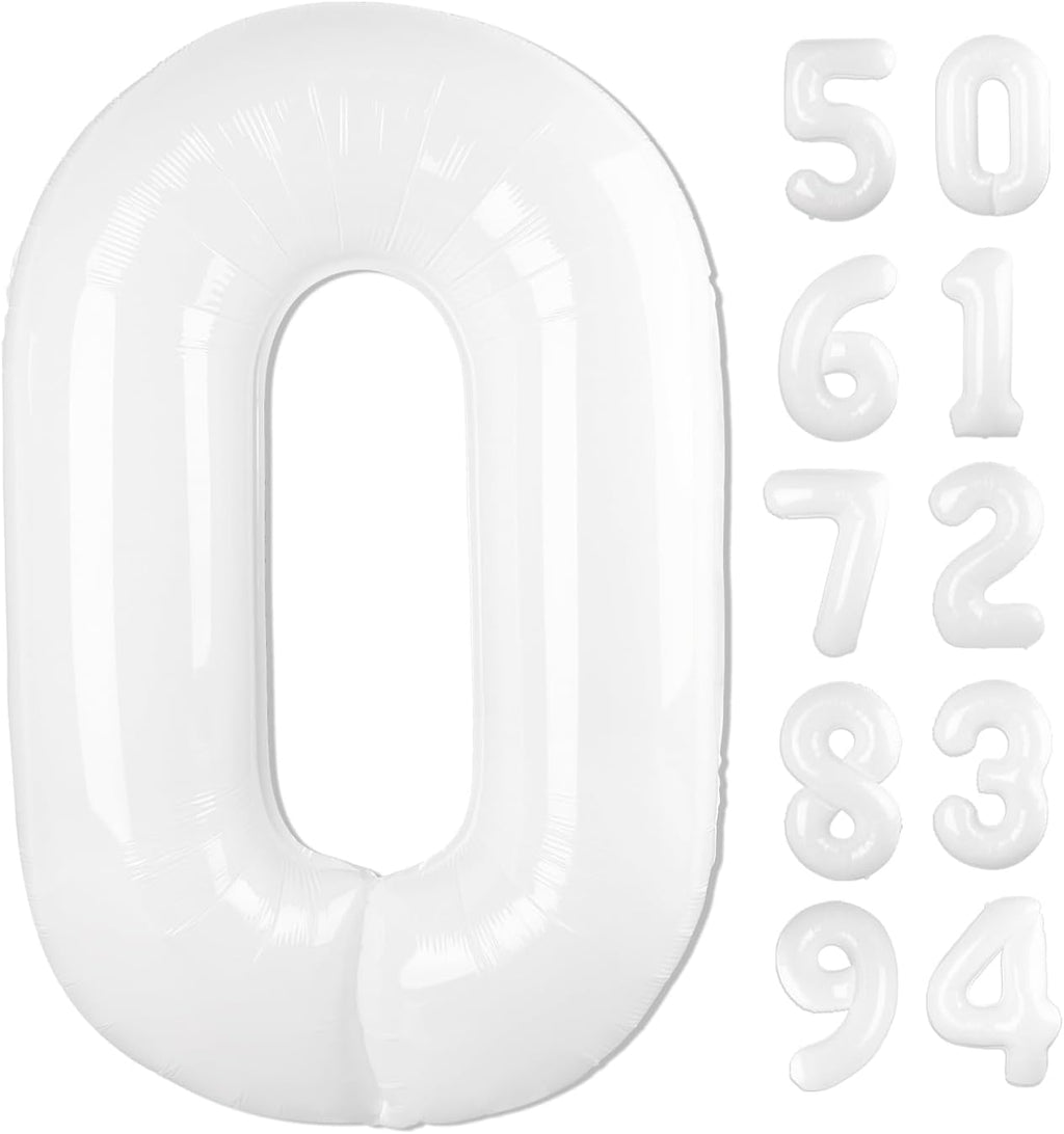 Translucent White Number Balloons by [Brand Name] - 40 Inch 0 Balloon for Birthday Decorations | Perfect for All Ages