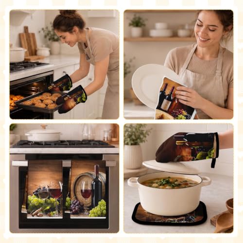 12-Piece Wine & Grapes Kitchen Decor Set: Towels, Mitts & Pot Holders
