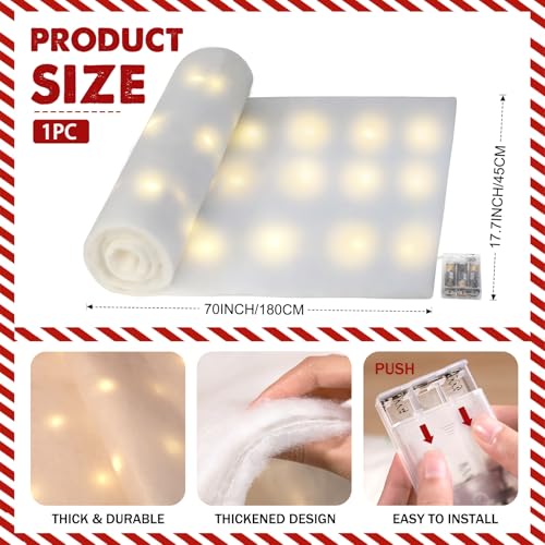Hatisan 70 x 17.7 in LED Snow Blanket with 50 Lights - White, 1pc