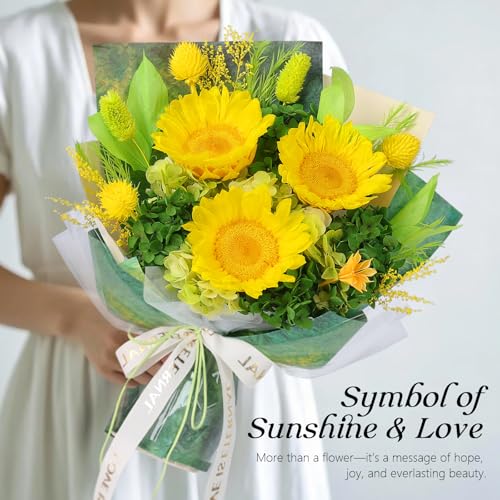 Preserved Sunflower Bouquet with Vase – Eternal Flowers Gift Set