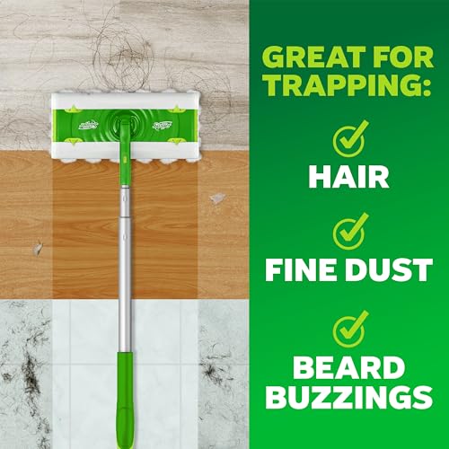 Swiffer Hair Magnet Deluxe Starter Kit with Collapsible Pole and Cloths
