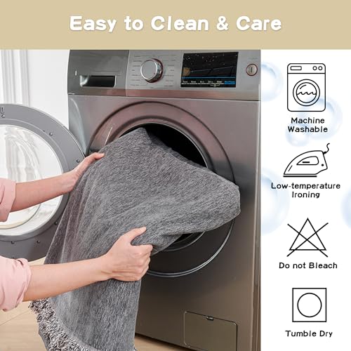 Non-Slip Chenille Couch Cover for Pets - Washable Sofa Throw, 71" x 118", Dark Grey