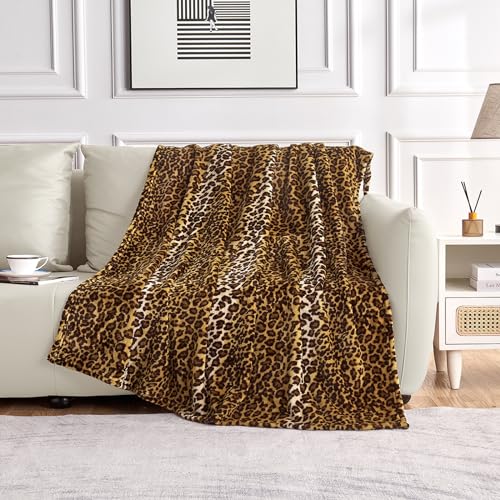 Edenleaf Leopard Print Plush Fleece Throw Blanket - Soft & Cozy 50"x60"
